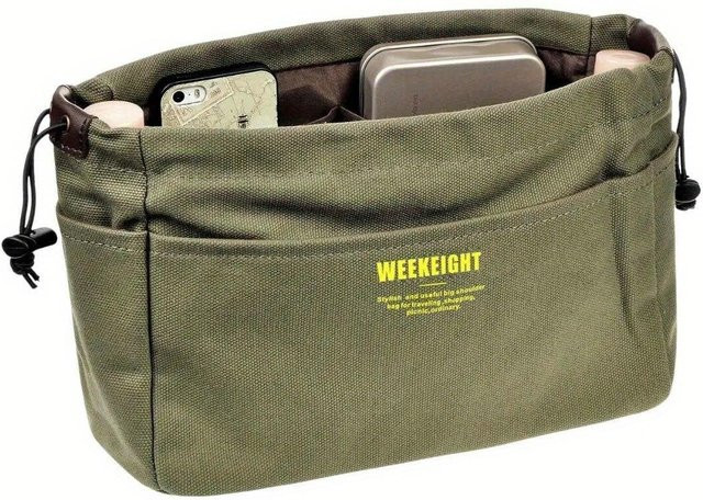 NATAWA Aufbewahrungstasche aus Segeltuch mit Kordelzug und mehreren Taschen in Grün - Bild 1