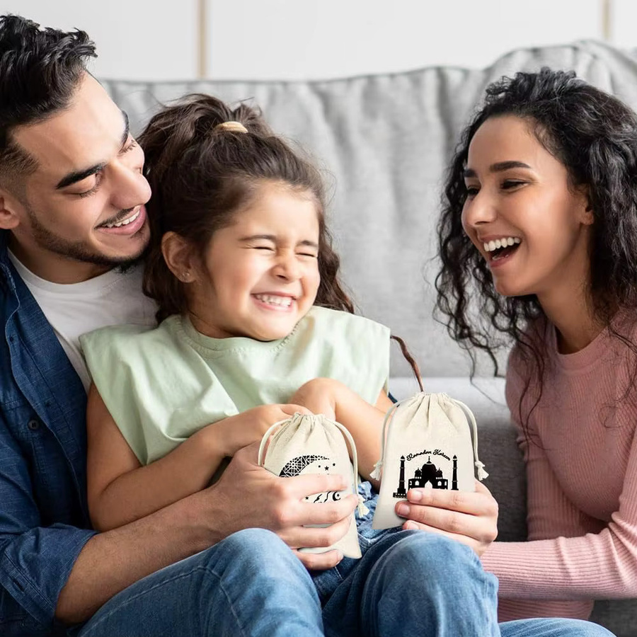 12-teiliges Set Ramadan-Geschenktüten mit Kordelzug und Mond-Stern-Motiv für Eid Iftar und Al-Adha Gastgeschenke - Bild 4