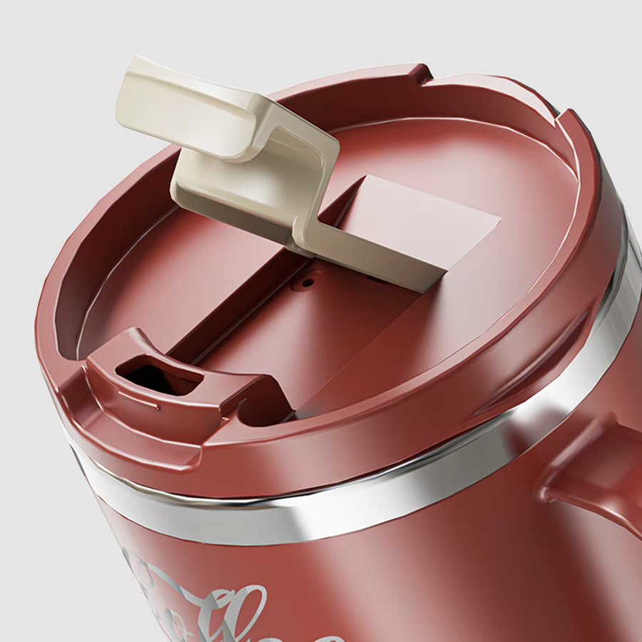WORTHBUY Edelstahl Kaffeetasse mit Deckel und Griff, isoliertes Doppelwand-Trinkgeschirr, 440 ml - Bild 5