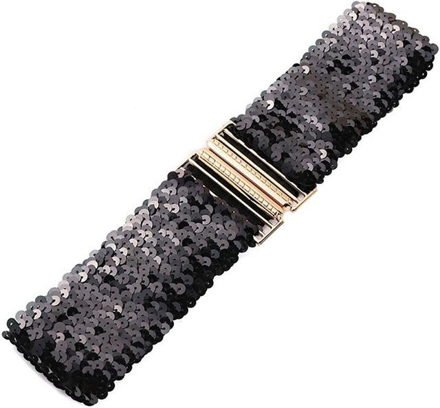 angiaohan Taillengürtel, Pailletten, Stretch, Damen, grau, 60x6cm - Bild 1
