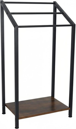 Freistehender Handtuchständer von Relaxdays im Industrial-Design aus Eisen und MDF, Schwarz-Braun, B/T/H: 80 x 43 x 28 cm