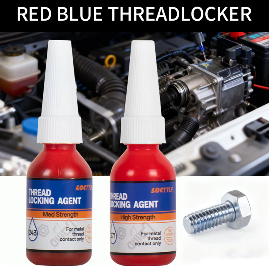 Schraubensicherungskleber Set Blau und Rot mit 243 und 271 zur Sicherung von Muttern und Bolzen, Anaerober Metallkleber mit Rostschutz - Bild 2