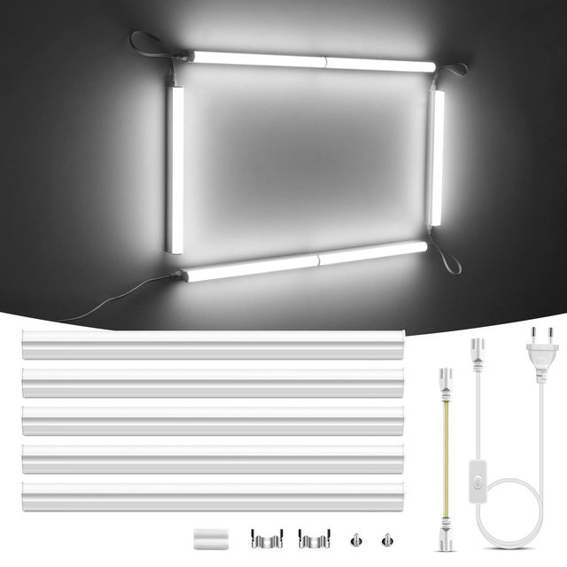 CHNAITEKE LED Licht Bar Aluminium Deckenleuchte Modern, Farbe: Weiß/Silber, Länge: 50 cm, 15W, T5 Rohr, Kaltweiß - Bild 1