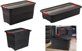 Keeeper Aufbewahrungsbox mit Deckel, stapelbar, Schwarz-Rot - Bild 1