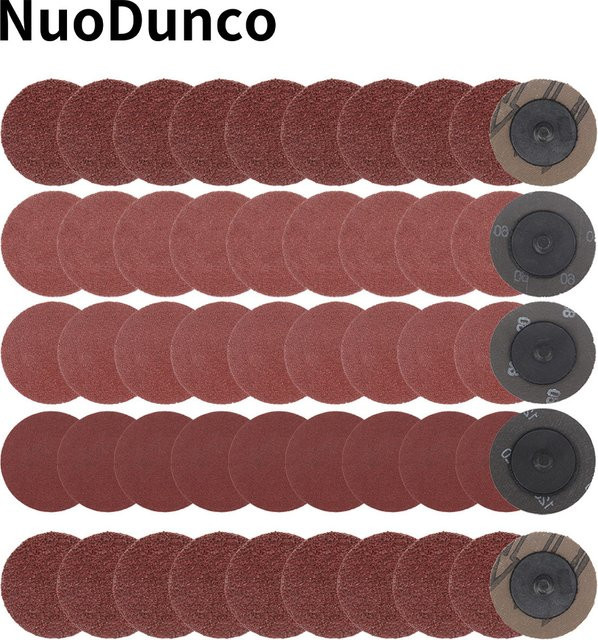NuoDunco 50 Stück Schnellwechsel-Schleifscheiben 50mm Schleifpapier Set für Metall und Holz, Körnung 36-320, Braun - Bild 1