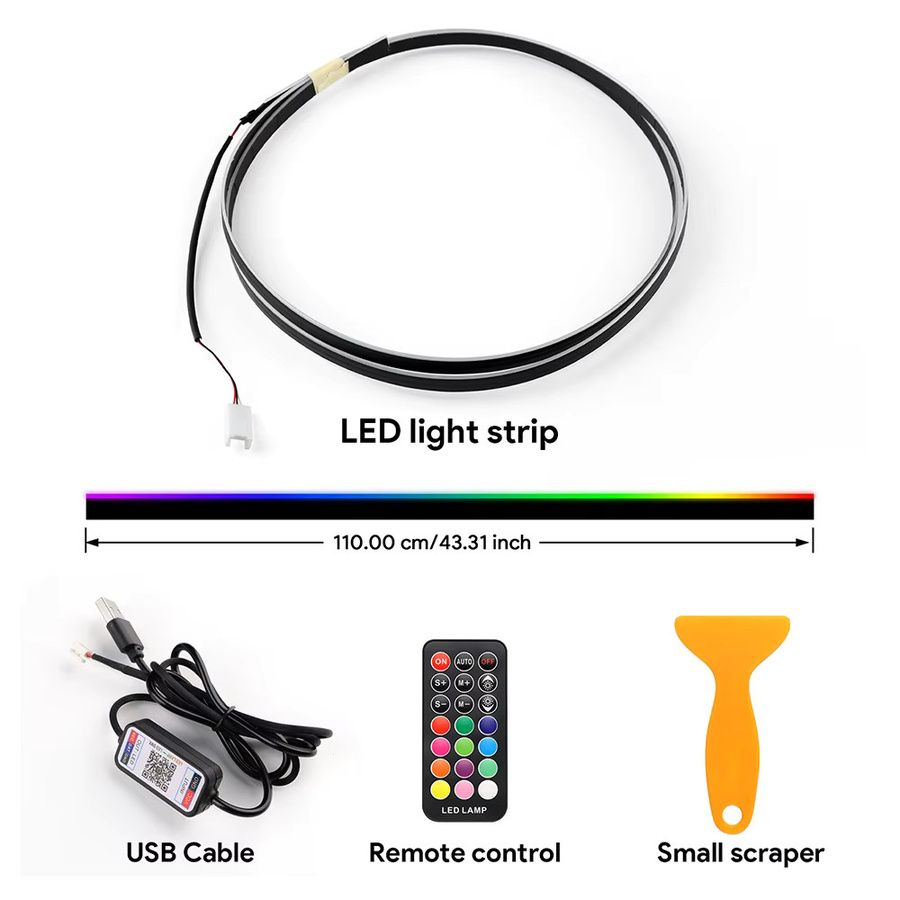 KUNGKIC Universal LED Umgebungsbeleuchtung für Tesla Modell 3Y S X, RGB Neon Flex Lichtstreifen mit USB, App- und Fernbedienung Steuerung, Multicolour Symphonie Atmosphäre Lampe - Bild 5