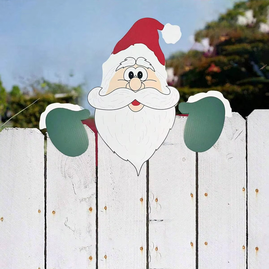 Grünes Weihnachts-Zaunschild aus Kunststoff für die Gartendekoration im Außenbereich - Bild 2