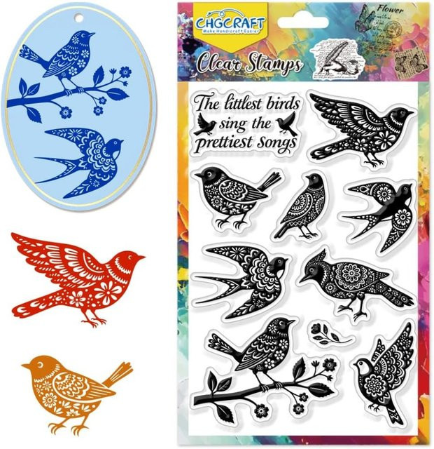Transparente Prägestempel mit floralem Vogel- und Mandala-Silhouette-Muster für dein DIY-Scrapbooking - Bild 1