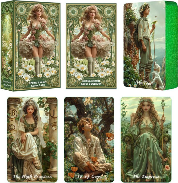 Spring Sprout Tarotkarten für Anfänger mit Reiseführer, 80 Orakel- und Tarotkarten - Bild 1