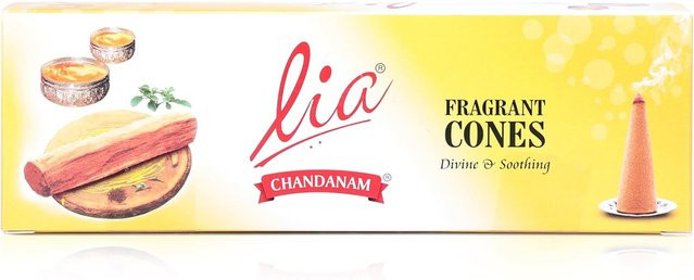 Cycle Pure Lia Chandanam Duftende Trocken-Dhoop-Kegel in Gelb für Puja und Meditation - Bild 1