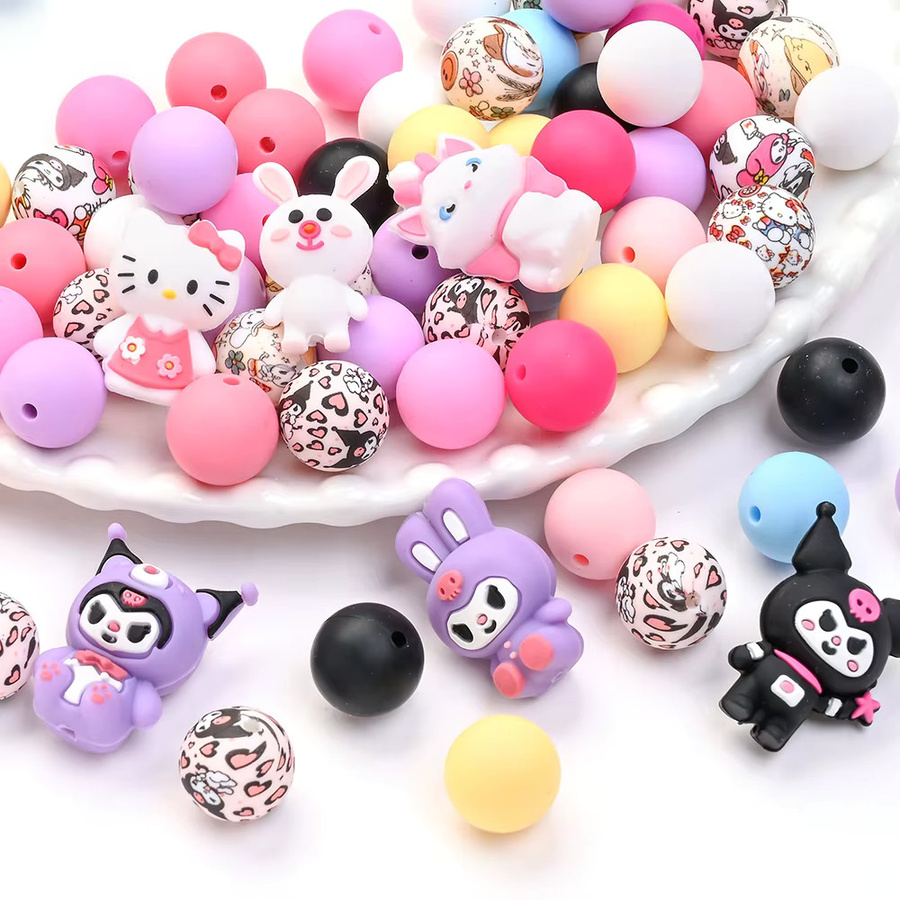 Sanrio Hello Kitty Silikonperlen-Set mit 42 Teilen in Mehrfarbig für DIY Schnullerketten und Beißringe - Bild 2