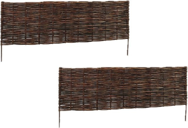 Relaxdays Beeteinfassung aus Weide in Braun, 2er Set, Steckbar für Garten und Blumenbeete, Höhe: 30 cm, Länge: 100 cm - Bild 1
