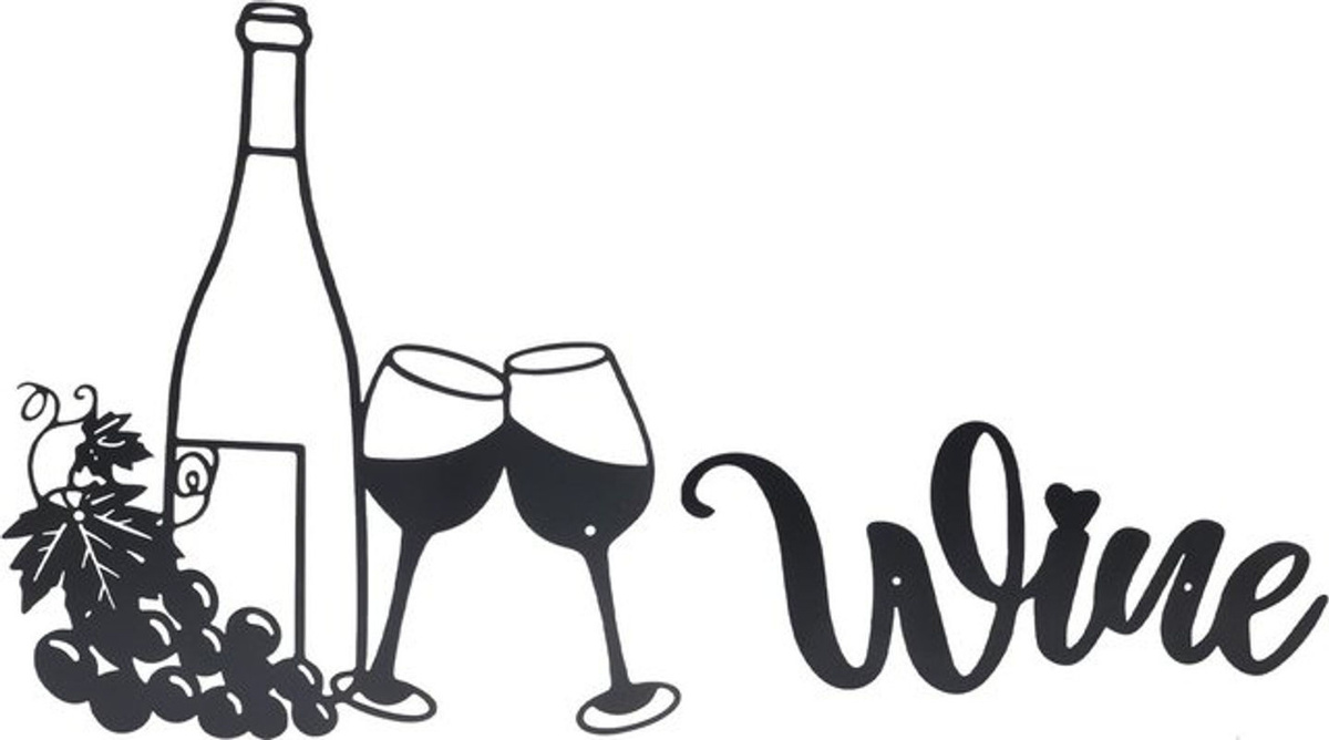 TOMTOP JMS Moderne Wanddekoration Wein Motiv aus Metall in Schwarz, Wandmontiert - Bild 1