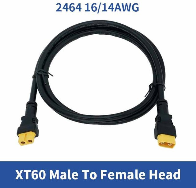 DIVEDEER Solar-Verlängerungskabel mit XT60 Stecker auf Buchse, 14/16AWG, 20A, Schwarz - Bild 1