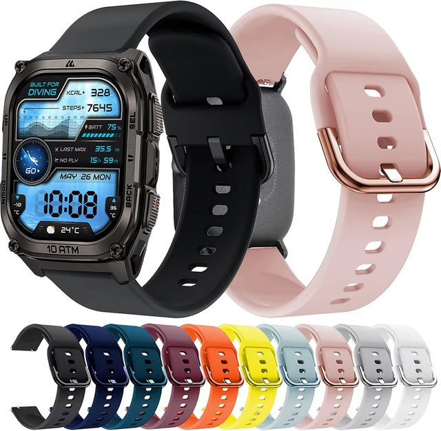 KOSPET Uhrenarmband Silikon, 22 mm, Schwarz, Unisex - Bild 1