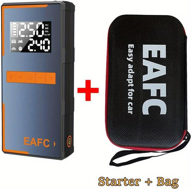 EAFC 2-in-1 Tragbarer Auto-Luftkompressor und 12V Auto-Starthilfe mit Powerbank in Schwarz - Bild 1