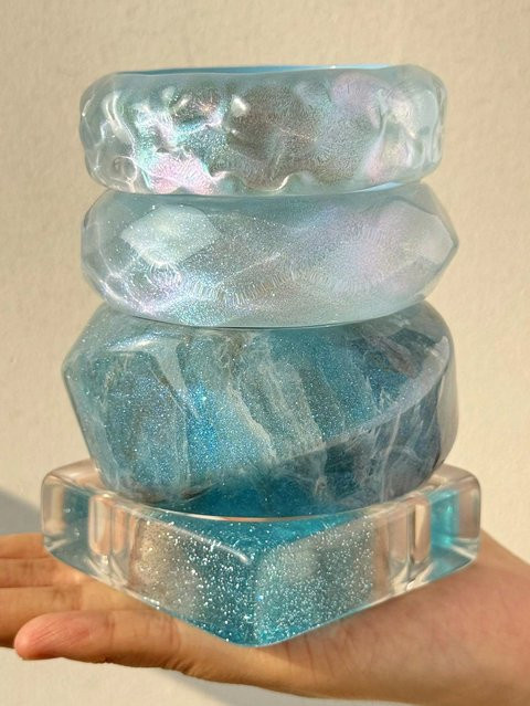 HUANZHI Armband, Harz, Blau, Geometrisch - Bild 1