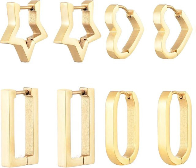 UMTNOR Creolen Edelstahl, Gold, Unisex - Bild 1
