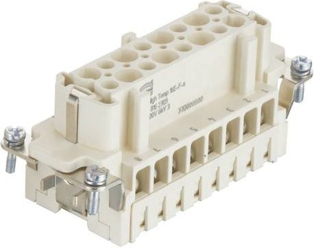 HARTING Stifteinsatz 09338162703 mit 16 Schrauben aus Kunststoff in Beige - Bild 1