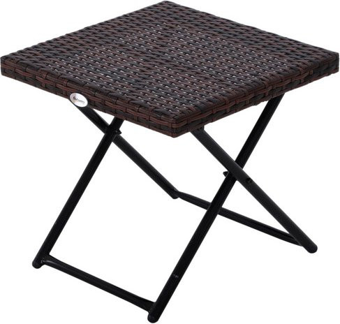 Outsunny Klappbarer Beistelltisch aus Polyrattan und Metall in Braun, B/T/H: 40 x 40 x 40 cm - Bild 6