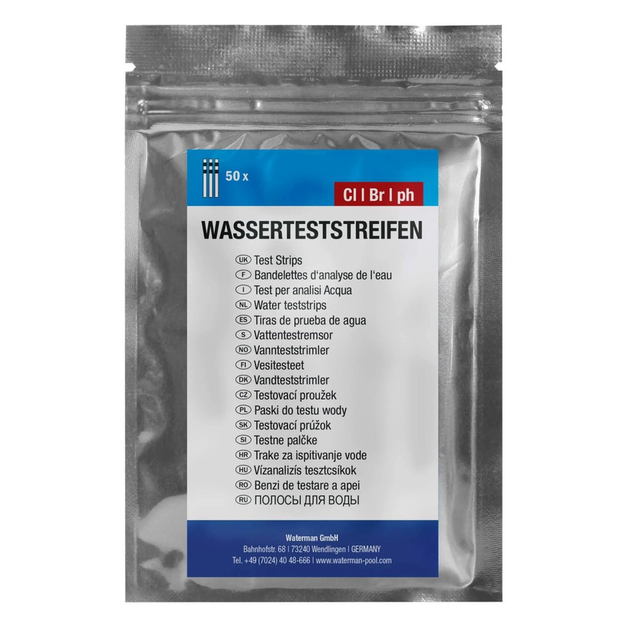 Waterman 3 in 1 Wasserteststreifen zur Wasseranalyse für pH-Wert, Chlor und Brom, 50 Stück - Bild 2