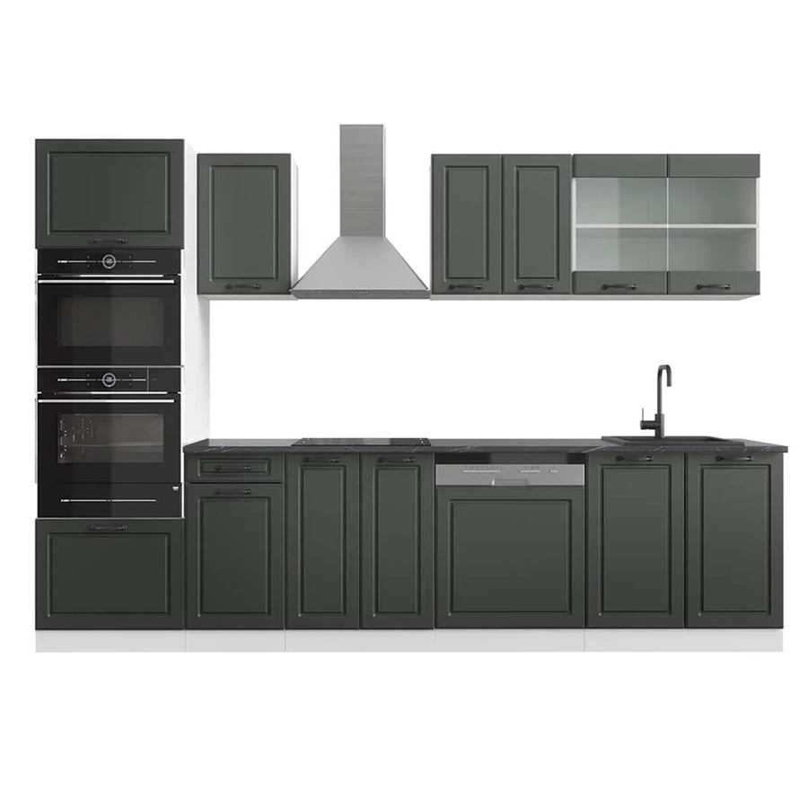 Vicco R-Line Küchenzeile Landhaus Stil in Anthrazit und Weiß mit Hochschrank B: 300 cm, H: 207 cm, T: 60 cm - Bild 2