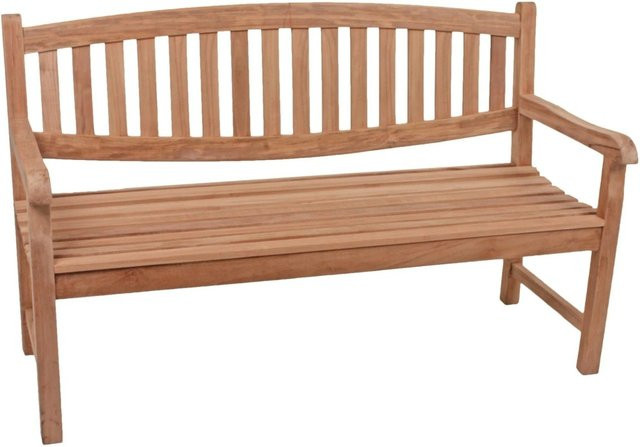 DELUKE Gartenbank MELINA aus Teak Natur in Braun mit Armlehnen, wetterfest, Breite: 150 cm - Bild 1