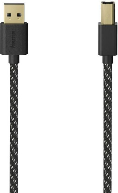 Hama USB 2.0 Kabel mit USB-A Stecker, vergoldet, schwarz, Länge: 1,50 m - Bild 1