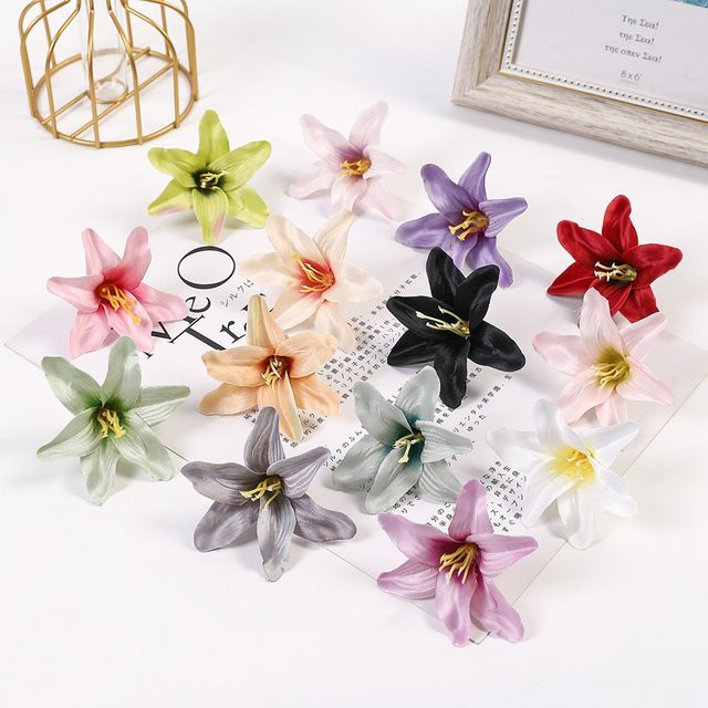 20 Stück Künstliche Lilien aus Seide in Weiß von MENGHAO für Hochzeitsdekoration und DIY-Handwerk - Bild 1