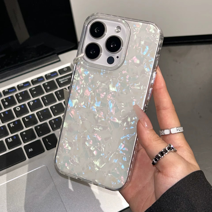 RPKKS Glitzer-Muschelschalen iPhone Hülle mit Marmor-Design und Stoßschutz für iPhone 17, 16, 15, 14, 13, 12, 11 Pro Max und Plus Modelle - Bild 4