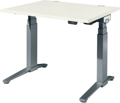 Schäfer Shop Genius Schreibtisch ERGOSTYLE S, elektrisch höhenverstellbar, Rechteck, C-Fuß, Weiß/Anthrazit, B: 120 cm, T: 80 cm, H: 63,5-130,5 cm - Bild 1