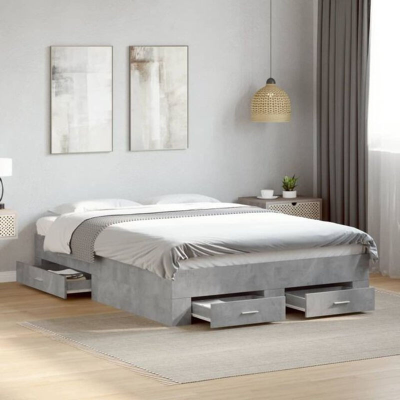 Modernes Funktionsbett Vidaxl mit Schubladen aus Holzwerkstoff in Grau, B/T/H: 140 x 190 cm - Bild 1