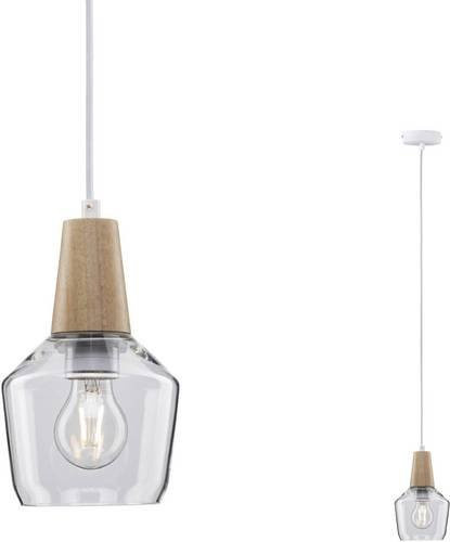 Paulmann Neordic Ylvie 79745 Pendelleuchte LED E27 20W aus Holz und Glas in Transparent/Holz im skandinavischen Design - Bild 1