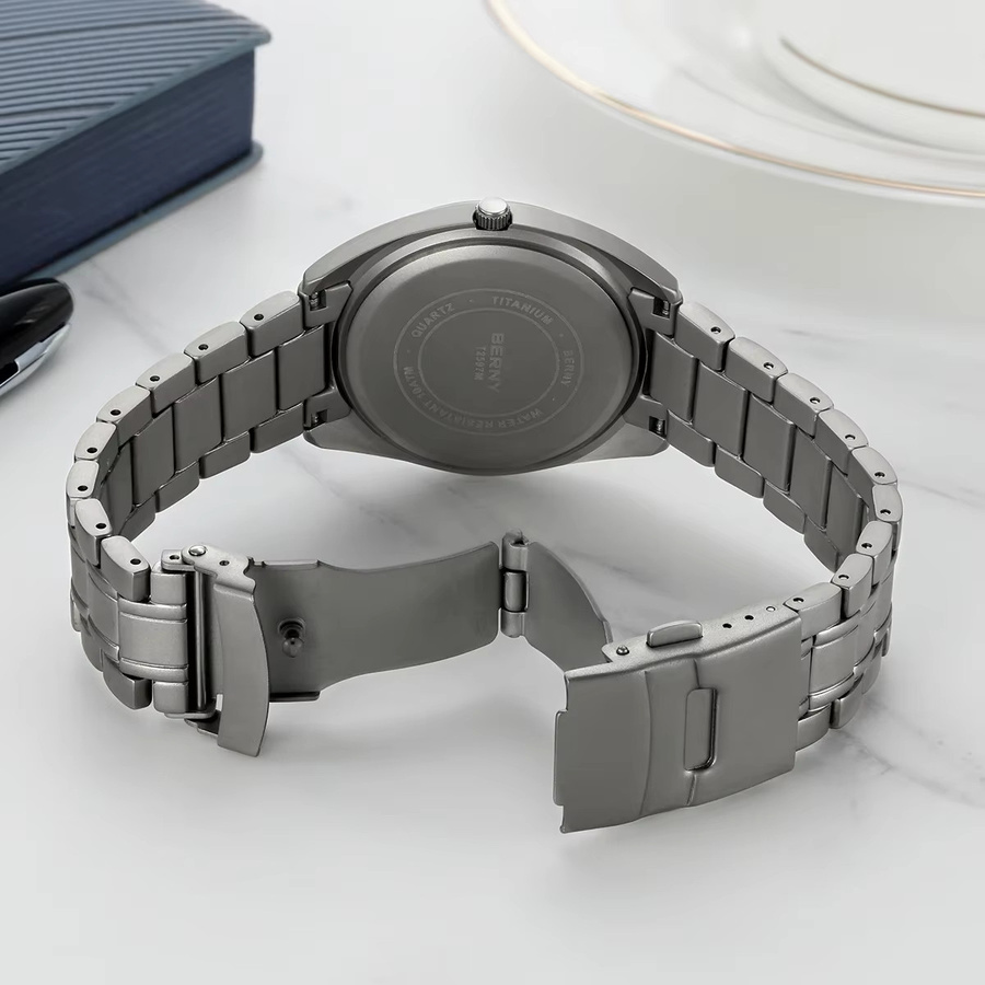 BERNY Armbanduhr Titan, Quarz, Saphirglas, Silber, Herren - Bild 3