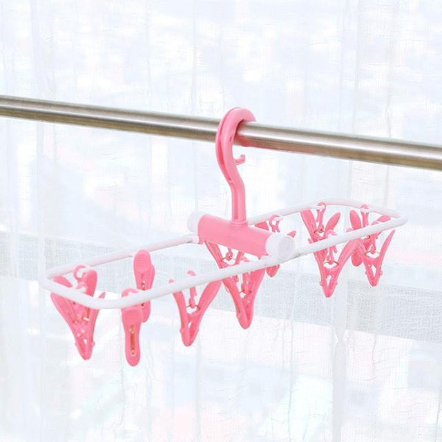 Multifunktionaler Wäscheständer von Yiran Furniture mit 12 Clips für Socken und Kleidung, pink, B/T/H: 37,0 x 11,0 x 11,0 cm - Bild 1
