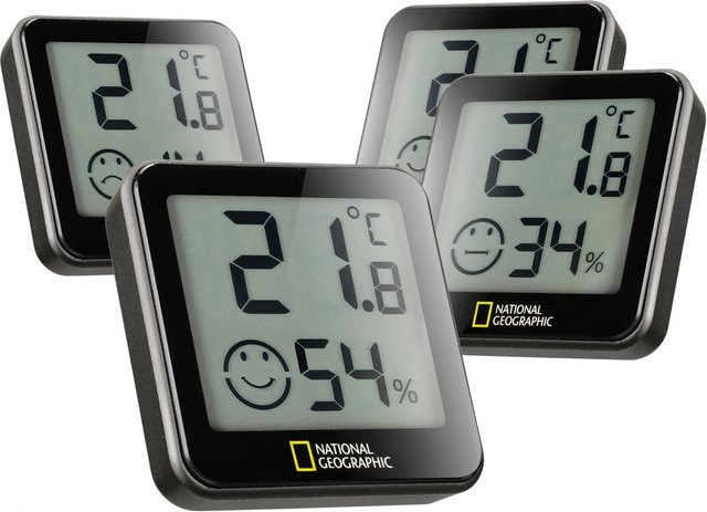 National Geographic Thermo-Hygrometer Tempy 4er Set Schwarz - Bild 1