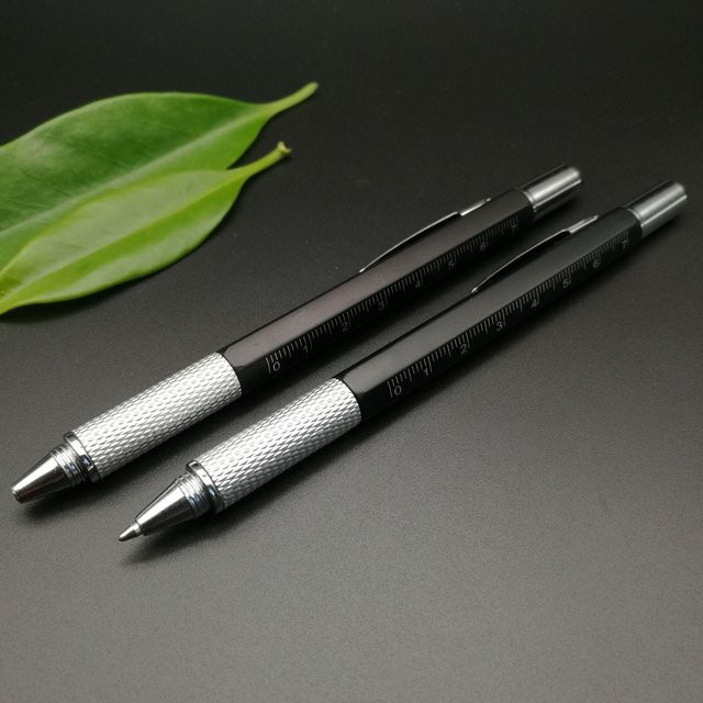7 in 1 Multifunktionsstift Elberta als kapazitiver Touchscreen Stylus mit Schraubendreher, Lineal und Wasserwaage, nachfüllbarer Kugelschreiber, grau - Bild 1