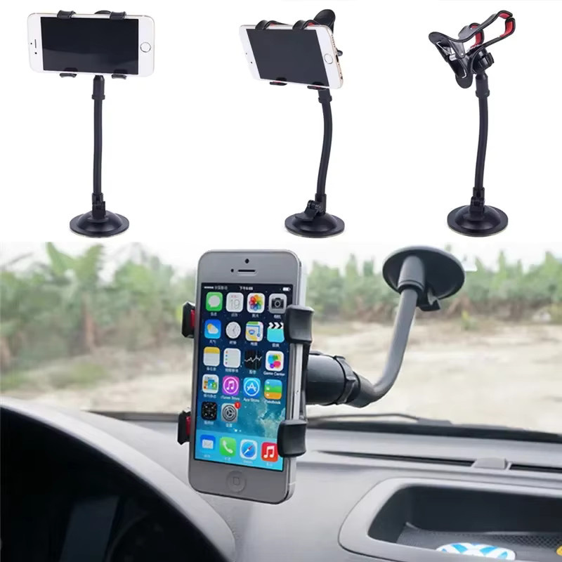 360 Grad drehbarer Auto Handyhalter für die Windschutzscheibe mit Saugnapf in Schwarz für iPhone Samsung und Xiaomi - Bild 2
