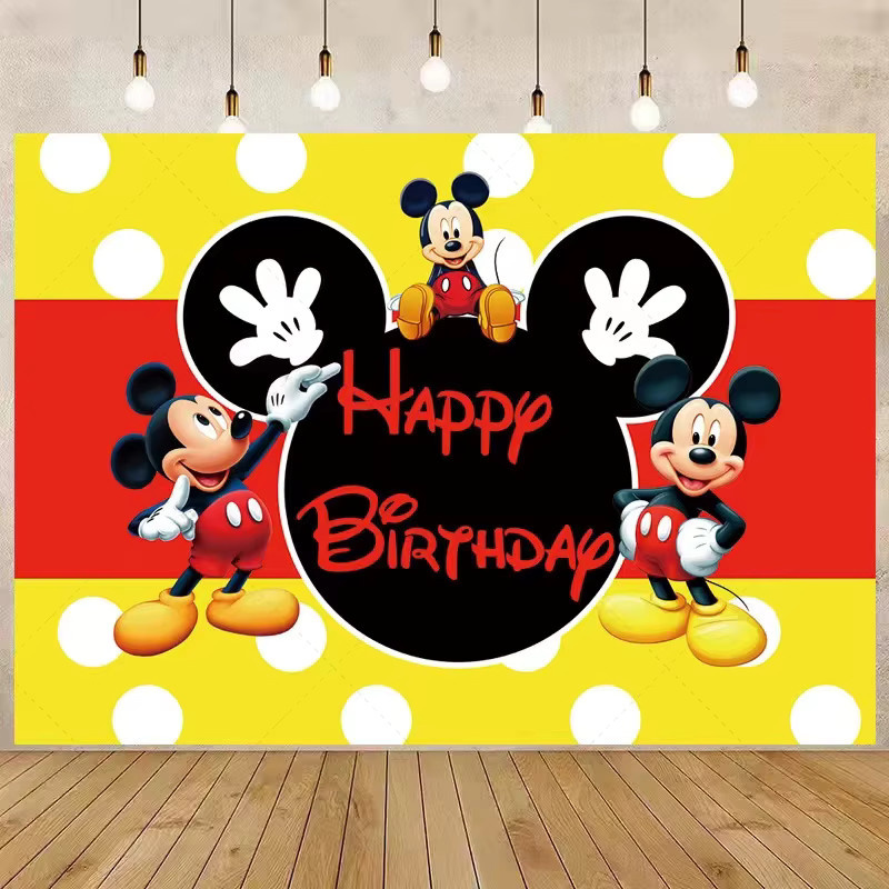 Potdemiel Mickey Minnie Mouse Geburtstagshintergrund mit Polka Dots für Kinder und Mädchen Party sowie Babyparty Fotografie in Mehrfarbig - Bild 3