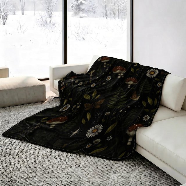 JMG Household Supplies Sommerdecke Bohemian Floral in Schwarz, B/B: 150 x 200 cm - Bild 1