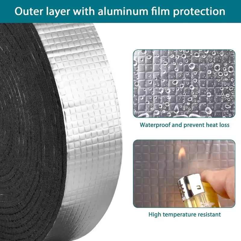 Professionelles HVAC-Rohr-Isolierband Winterschaum mit Aluminiumfolie in Silber, 5/10 mm, wasserdicht und feuerfest für Außenbereiche - Bild 4