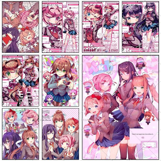 Doki Doki Literatur Club Selbstklebendes Wandbild als Kunstposter in Mehrfarbig - Bild 1