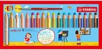 STABILO woody 3 in 1 Buntstifte Set mit Spitzer und Pinsel, 18 Stück, Mehrfarbig - Bild 1