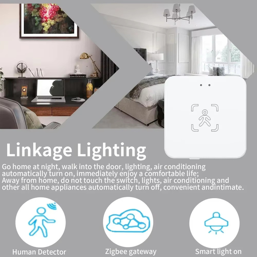 Haoze Smart Human Presence Sensor mit MmWave Radarerkennung und Luminanz- sowie Entfernungserkennung, Zigbee/WiFi, Weiß - Bild 6