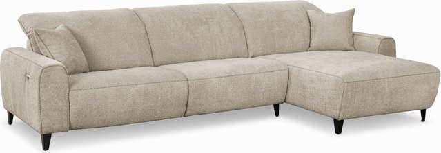 Polsterecke MARIDI in L-Form mit verstellbarer Kopfstütze und Dekokissen, Stoff, Schwarz/Sand/Beige, B/T/H: 315 x 130 x 46 cm - Bild 1