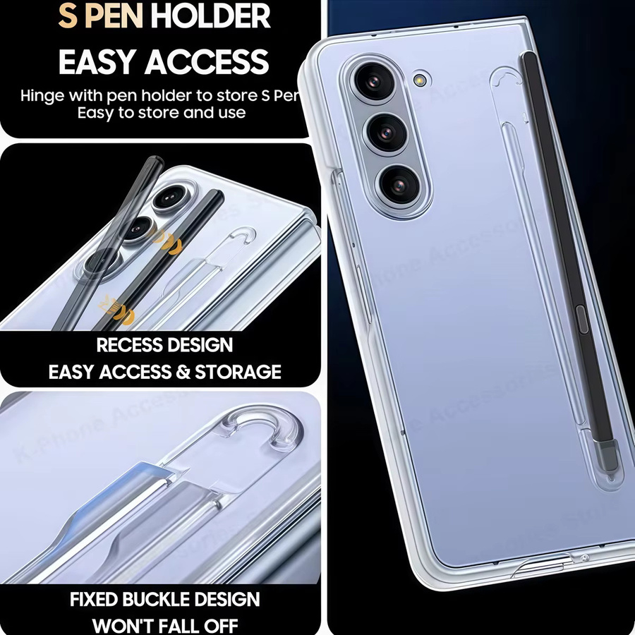 Fundas Transparente Handyhülle für Samsung Galaxy Z Fold 7 mit gehärtetem Glas und Stiftschlitz, stoßfeste Hartschale - Bild 4
