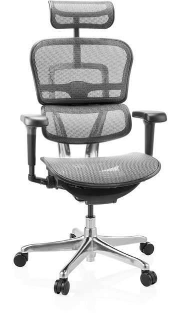 hjh OFFICE Ergohuman Ultra Gen2 Luxus Chefsessel aus Netzstoff mit Armlehnen und Kopfstütze, Schwarz, höhenverstellbar - Bild 1