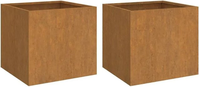 2er Set vidaXL Pflanzkübel aus Cortenstahl in Braun, B/T/H: 40 x 40 x 39 cm - Bild 1