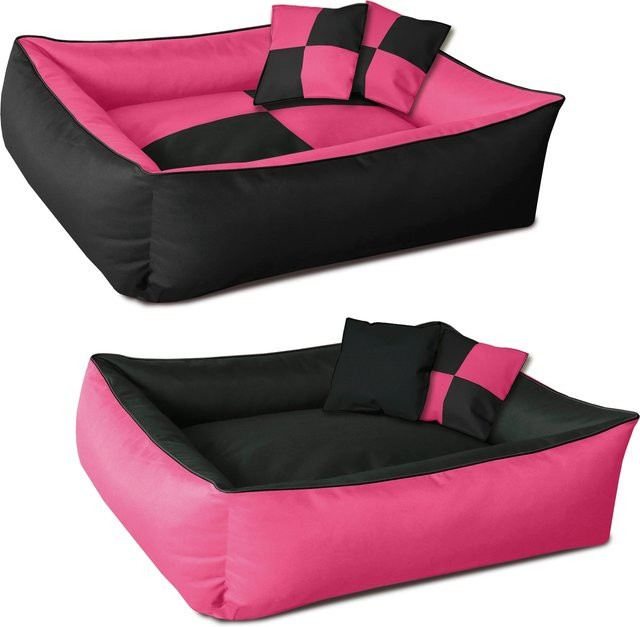 BedDog 2in1 Hundebett als Hundesofa und Hundekissen mit Rand im karierten Design, waschbar - Bild 1