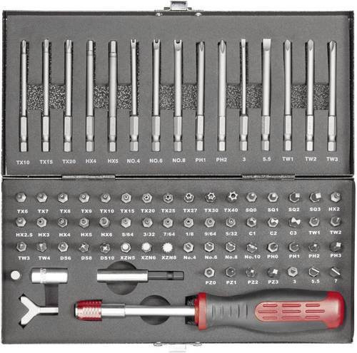TOOLCRAFT Bit-Set 75-teilig in Silber, bestehend aus Schlitz, Innen-Sechskant, Clutch, Tri-Wing, TORX, Innen-Vielzahn (XZN) und Kreuzschlitz - Bild 1
